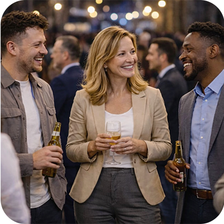 HR praten samen op feestje